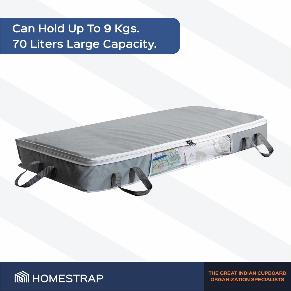 14 Inch Underbed Organizer | Blanket, Pillow Storage Bag Set of 2 - Homestrap