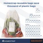 Fridge Vegetable Storage Bag | Drawstring Closure | White - Homestrap