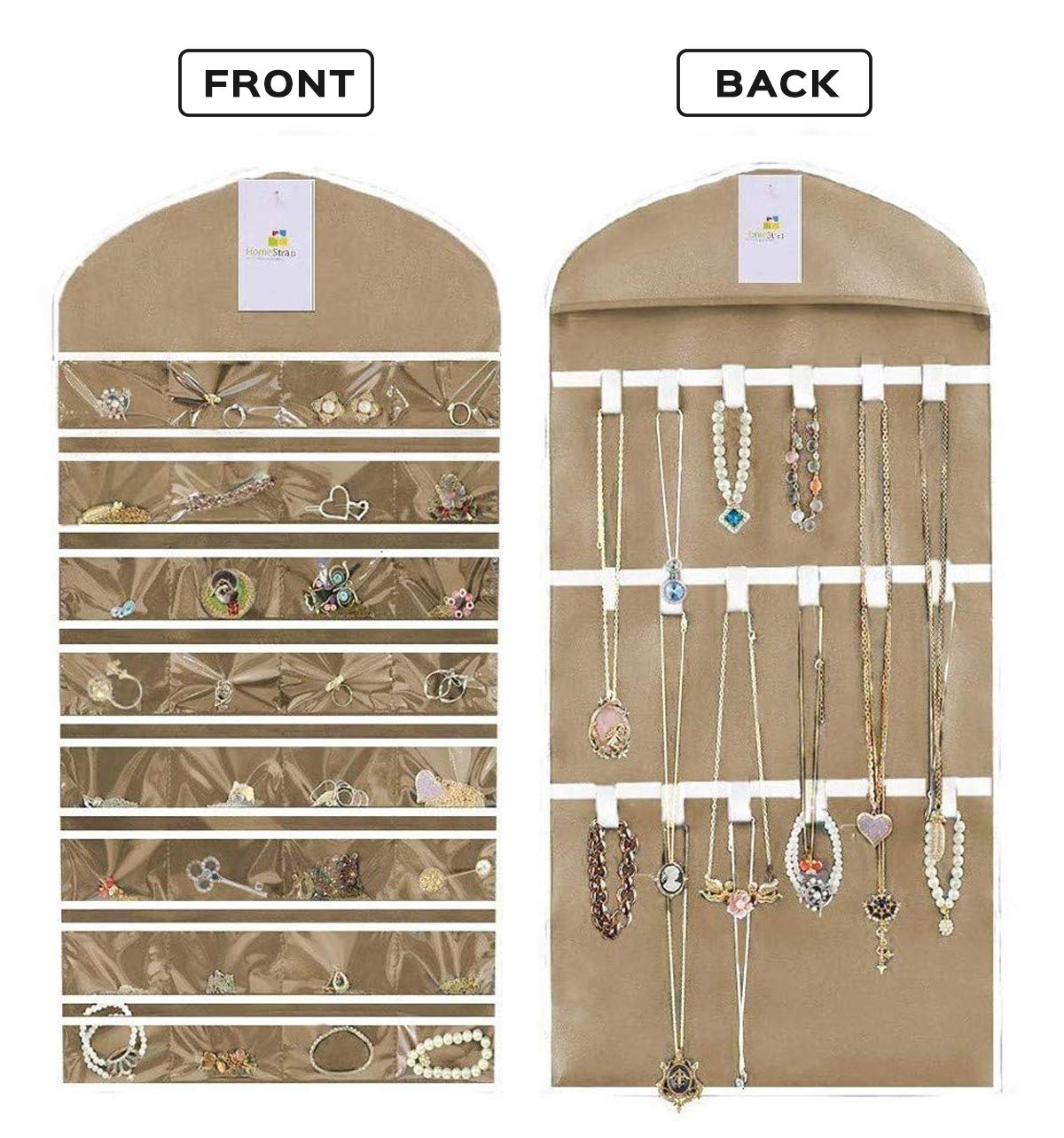 Double Sided Hanging Jewellery Organizer | Pack of 2 - Homestrap
